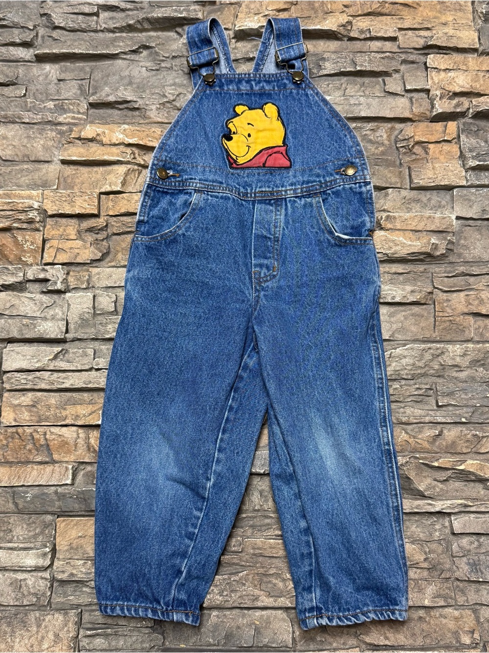 Vintage Winnie the Pooh Denim Overalls Little Kids 3T Toddler Girls Boys Cotton
